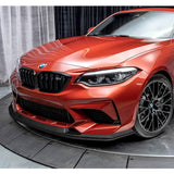 For 2016-2020 BMW M2 F87 RA-Style 3-Pcs Carbon Look Front Bumper Spoiler Splitter Lip
