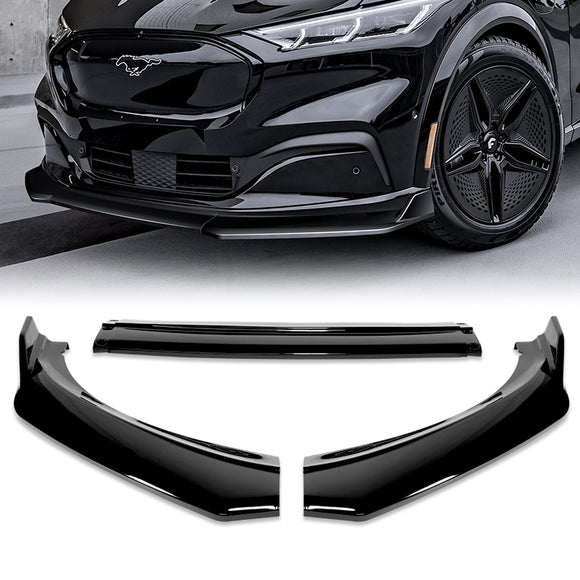 For 2021-2023 Ford Mustang Mach-E GT-Style 3-Pcs Painted BLK Front Bumper Spoiler Lip