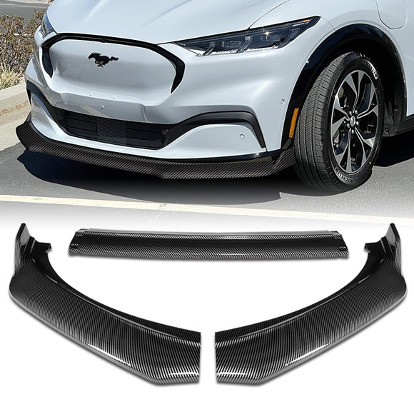 For 2021-2025 Ford Mustang Mach-E GT-Style 3-Pcs Carbon Look Front Bumper Spoiler Lip