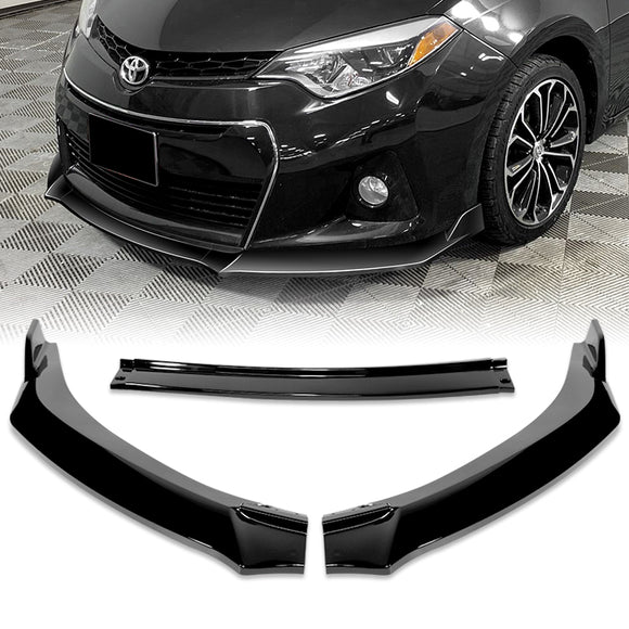 For 2014-2016 Toyota Corolla S GT-Style 3-Pcs Painted Black Front Bumper Spoiler Lip