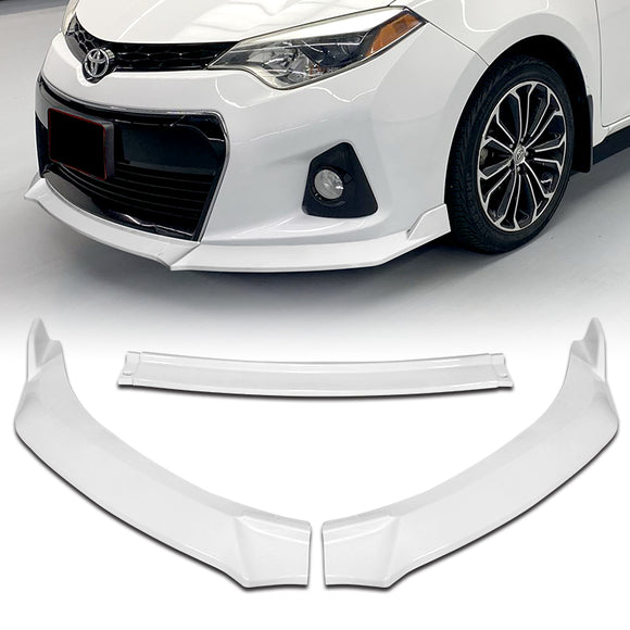 For 2014-2016 Toyota Corolla S GT-Style 3-Pcs Painted White Front Bumper Spoiler Lip