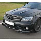 For 2008-2011 Mercedes-Benz W204 C63 AMG  3-PCS Carbon Painted Front Bumper Spoiler Lip