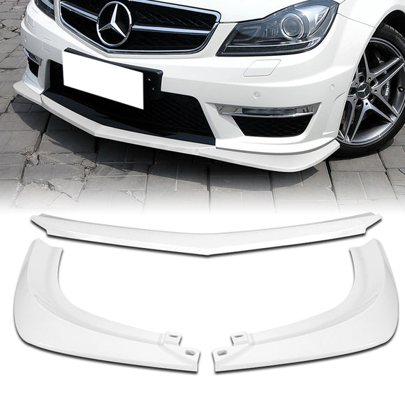 For 2012-2014 Mercedes-Benz W204 C63 AMG 3-PCS  Painted White Front Bumper Spoiler Lip