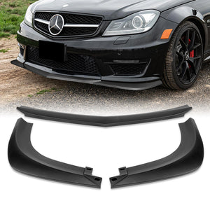 For 2012-2014 Mercedes-Benz W204 C63 AMG 3-PCS  Matt Black Front Bumper Spoiler Lip