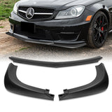 For 2012-2014 Mercedes-Benz W204 C63 AMG 3-PCS  Matt Black Front Bumper Spoiler Lip