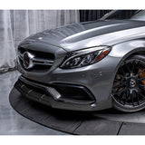 For 2015-2021 Mercedes C63 AMG AP-Style 3-PCS  Carbon Painted Front Bumper Spoiler Lip