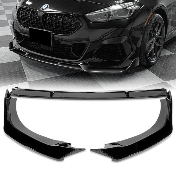 For 2020-2024 BMW 2-Series F44 Gran Coupe 3-PCS  Painted Black Front Bumper Spoiler Lip