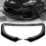 For 2020-2024 BMW 2-Series F44 Gran Coupe 3-PCS  Painted Black Front Bumper Spoiler Lip