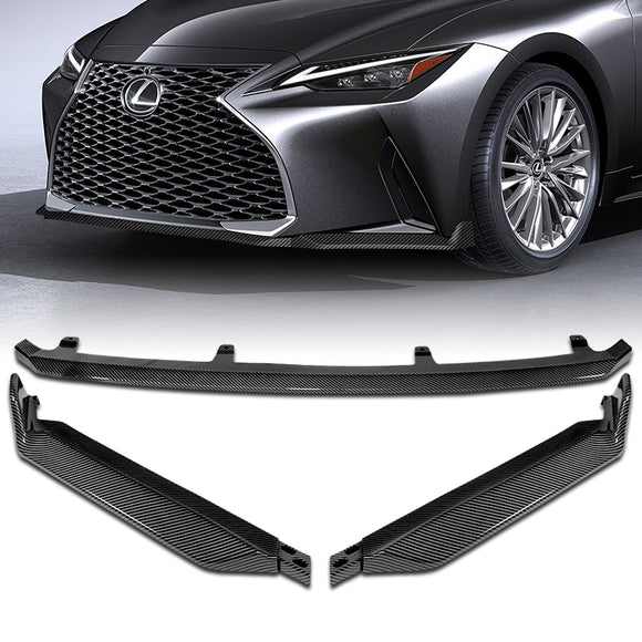 For 2021-2025 Lexus IS300 IS350 Base V-Style 3-PCS Carbon Look Front Bumper Lip