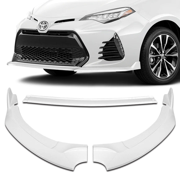 For 2017-2019 Corolla SE XSE GT-Style 3-PCS Painted White Front Bumper Spoiler Lip