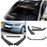 2011-2013 Hyundai Elantra Set of Unpainted Matte Black Sedan Front Bumper Spoiler Splitter Lip with Windshield Banner