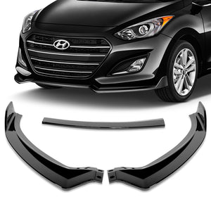 For 2013-2017 Hyundai Elantra GT Hatchback 3-PCS Painted BLK Front Bumper Spoiler Lip