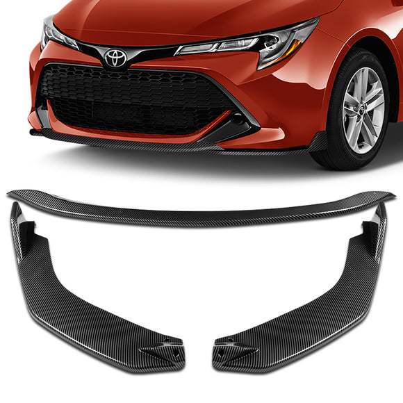 For 2019-2022 Toyota Corolla Hatchback TS-Style 3-PCS Carbon Painted Front Bumper Lip