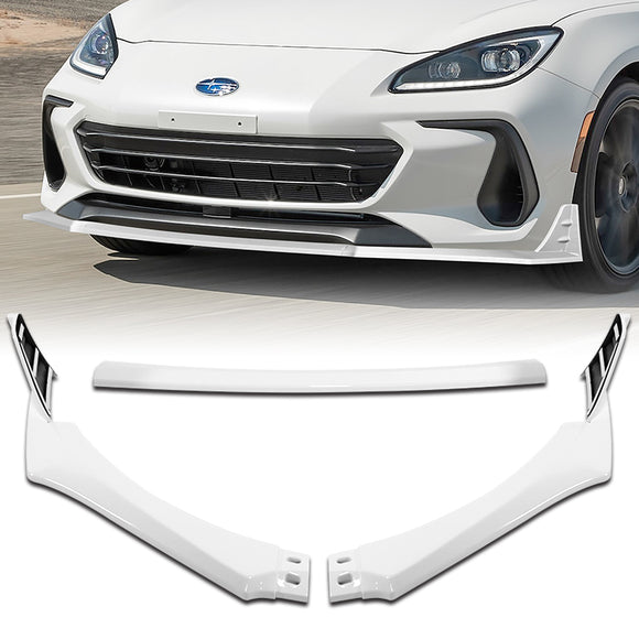 For 2022-2024 Subaru BRZ ST-Style 3-PCS Painted WHITE Front Bumper Spoiler Splitter Lip