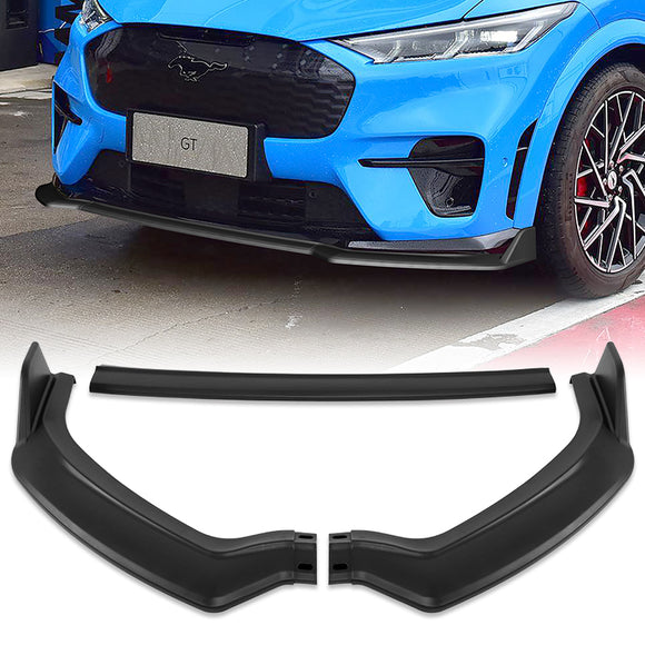 For 2021-2023 Ford Mustang Mach-E GT 3-PCS Matt Black Front Bumper Body Spoiler Lip