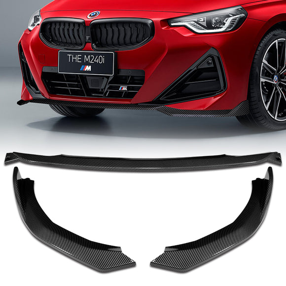For 2022-2023 BMW 2-Series Coupe G42 M-Sport 3-PCS Carbon Painted Front Bumper Lip