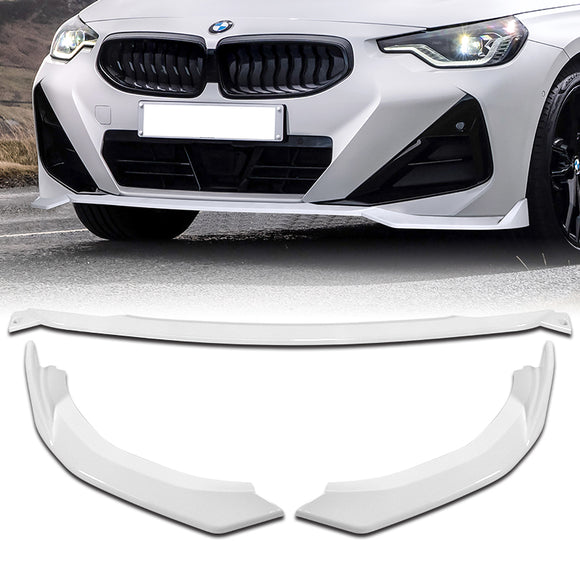 For 2022-2024 BMW 2-Series Coupe G42 M-Sport 3-PCS Painted White Front Bumper Lip