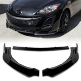 For 2010-2013 Mazda 3 MS-Style 3-PCS Painted Black Front Bumper Body Kit Spoiler Lip