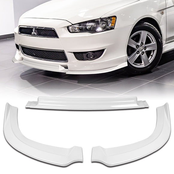 For 2008-2015 Mitsubishi Lancer RA-Style  3-PCS  Painted White Front Bumper Spoiler Lip