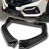 For 2017-2021 Honda Civic Si TR-Style 3-PCS Real Carbon Fiber Front Bumper Spoiler Lip