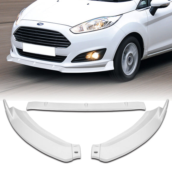 For 2014-2019 Ford Fiesta STP-Style 3-PCS  Painted White Front Bumper Body Spoiler Lip