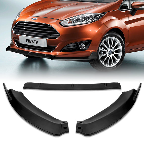 For 2014-2019 Ford Fiesta STP-Style  3-PCS Matt Black Front Bumper Body Kit Spoiler Lip