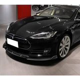 For 2012-2016 Tesla Model S STP-Style  3-PCS Painted Black Front Bumper Spoiler Lip