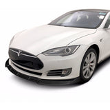 For 2012-2016 Tesla Model S STP-Style 3-PCS  Carbon Look Front Bumper Body Spoiler Lip