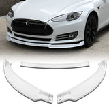 For 2012-2016 Tesla Model S STP-Style 3-PCS  Painted White Front Bumper Spoiler Lip