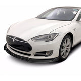 For 2012-2016 Tesla Model S STP-Style 3-PCS  Matt Black Front Bumper Body Spoiler Lip