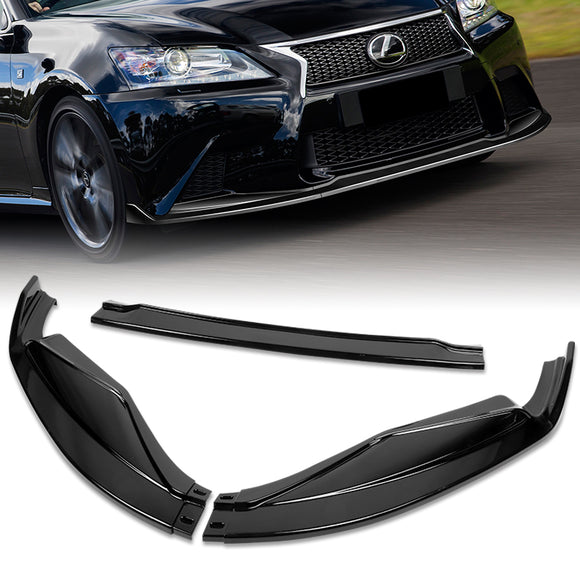 For 2013-2015 Lexus GS350 GS450h F-Sport Painted Black 3-Piece Front Bumper Body Spoiler Splitter Lip Kit