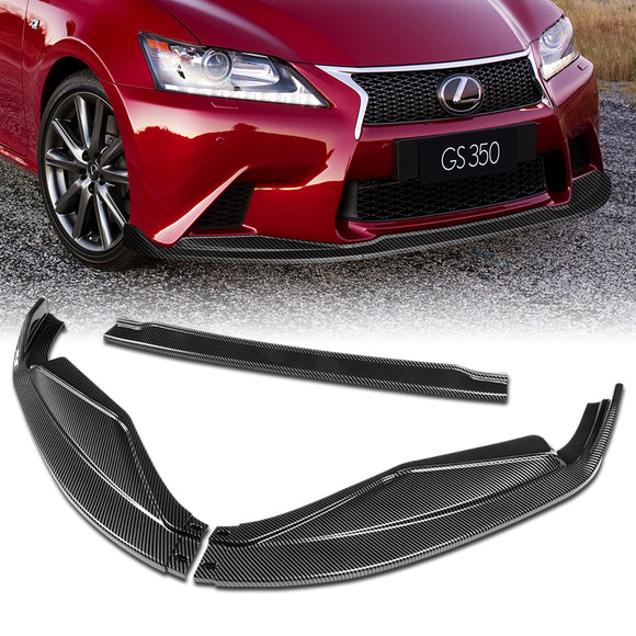 For 2013-2015 Lexus GS350 GS450h F-Sport Real Carbon Fiber 3-Piece Front Bumper Body Spoiler Splitter Lip Kit
