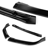 For 2016-17 Honda Accord Sedan Painted Black STP-Style 3-Piece Front Bumper Body Spoiler Splitter Lip Kit + FREE GIFT