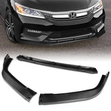 For 2016-17 Honda Accord Sedan Painted Carbon Look STP-Style 3-Piece Front Bumper Body Spoiler Splitter Lip Kit