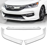 For 2016-17 Honda Accord Sedan Painted White STP-Style 3-Piece Front Bumper Body Spoiler Splitter Lip Kit + FREE GIFT