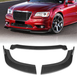 For 2012-2014 Chrysler 300 SRT8 STP-Style 3-PCS  Matt Black Front Bumper Spoiler Lip