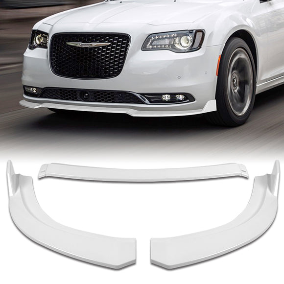 For 2015-2021 Chrysler 300 STP-Style 3-PCS Painted White Front Bumper Body Spoiler Lip
