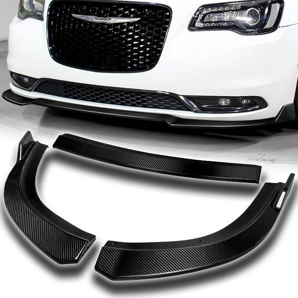 For 2015-2021 Chrysler 300  3-PCS  Real Carbon Fiber Front Bumper Splitter Spoiler Lip
