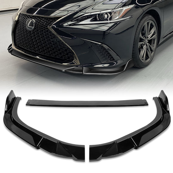 For 2019-2023 Lexus ES300H ES350 3-PCS Painted Black Front Bumper Splitter Spoiler Lip