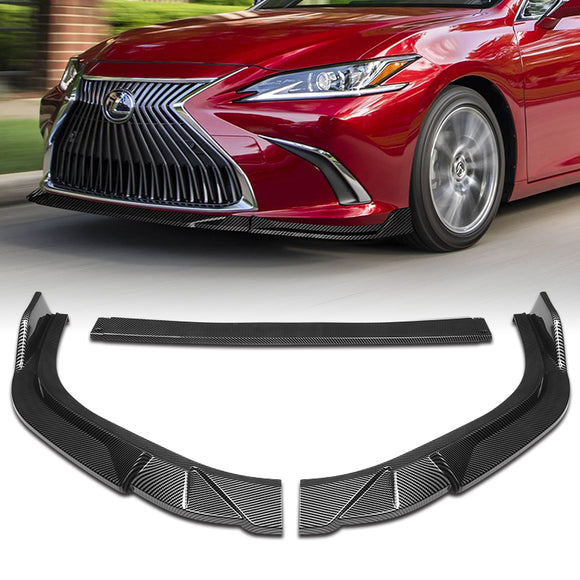 For 2019-2023 Lexus ES300H ES350 3-PCS Carbon Look Front Bumper Splitter Spoiler Lip