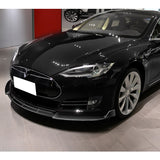 For 2012-2016 Tesla Model S V2 3-PCS  Painted Black Front Bumper Splitter Spoiler Lip