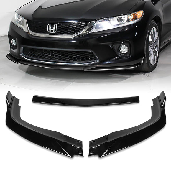 For 2013-2015 Honda Accord Coupe Painted Black 3 Pcs Front Bumper Splitter Spoiler Lip