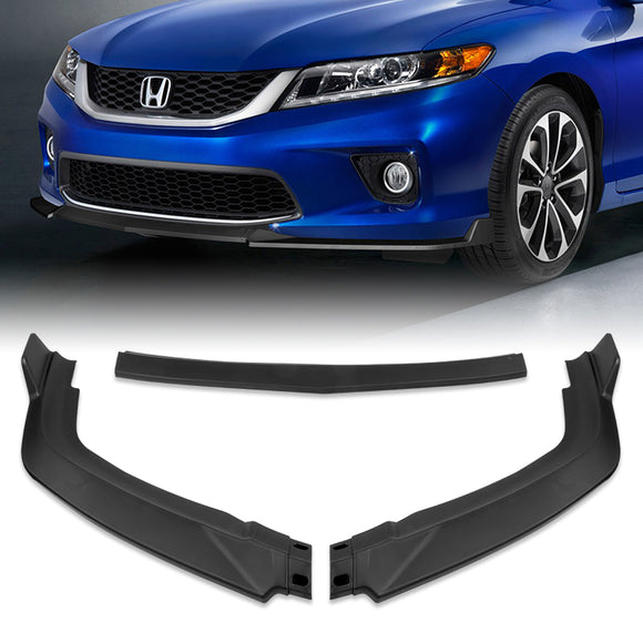 For 2013-2015 Honda Accord Coupe Matt Black 3 Pcs Front Bumper Splitter Spoiler Lip