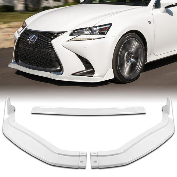 For 2016-2019 Lexus GS-Series Painted White V2-Style 3Pcs  Front Bumper Spoiler Lip