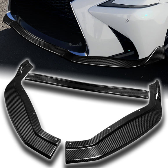 For 2016-2019 Lexus GS-Series V2 Carbon Fiber 3Pcs  Front Bumper Splitter Spoiler Lip