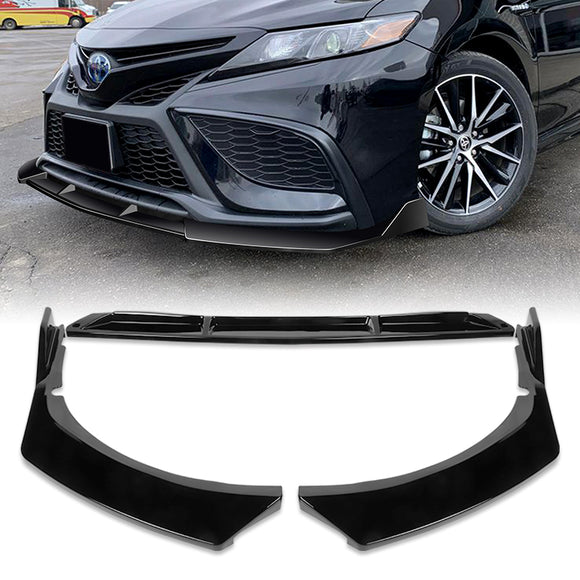 For 2021-2024 Toyota Camry SE Painted Black 3Pcs Front Bumper Splitter Spoiler Lip
