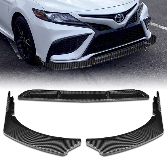 For 2021-2024 Toyota Camry SE Carbon Look 3pcs  Front Bumper Splitter Spoiler Lip