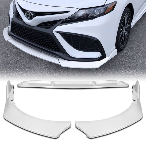 For 2021-2022 Toyota Camry SE Painted White 3Pcs  Front Bumper Splitter Spoiler Lip