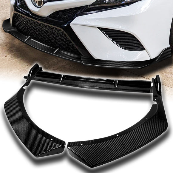 For 2021-2024 Toyota Camry SE Carbon 3 Pcs  Fiber Front Bumper Splitter Spoiler Lip