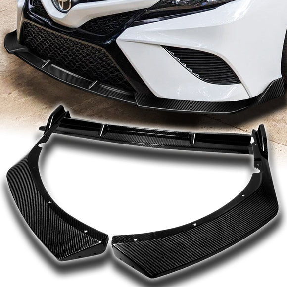 For 2021-2022 Toyota Camry SE Carbon 3 Pcs  Fiber Front Bumper Splitter Spoiler Lip
